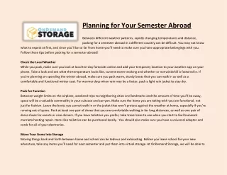 Planning for Your Semester Abroad