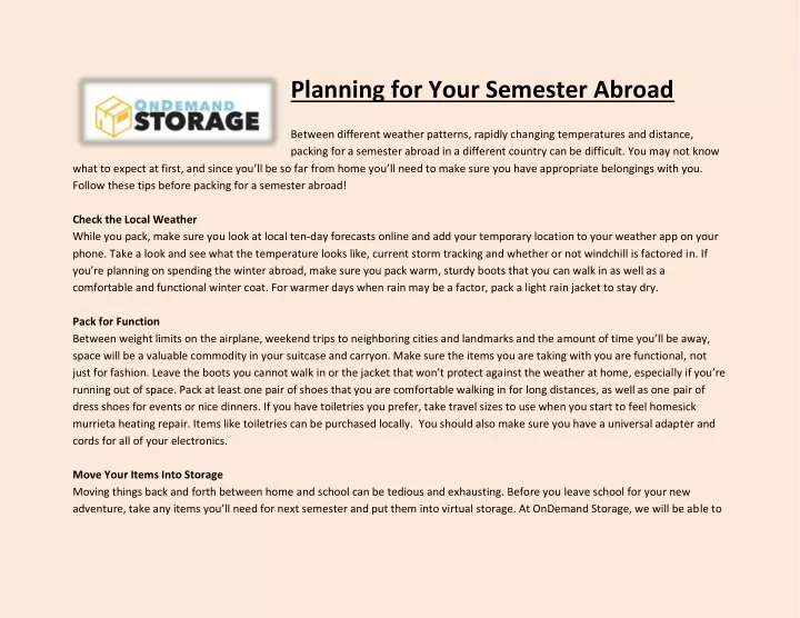 planning for your semester abroad