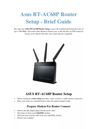 asus rt ac68p router setup brief guide