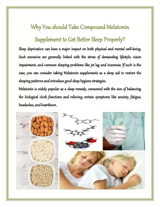 Why You should Take Compound Melatonin Supplement to Get Better Sleep Properly?