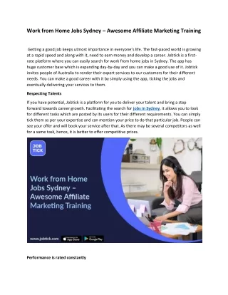 Work from Home Jobs Sydney