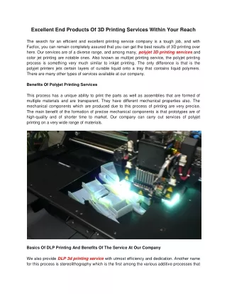 excellent end products of 3d printing services