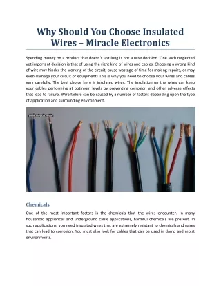 why should you choose insulated wires miracle