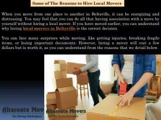 Hiring Local Movers in Beltsville - Alternate Movers
