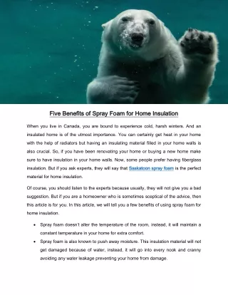 five benefits of spray foam for home insulation