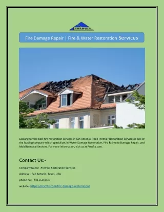 Fire Damage Repair | Fire & Water Restoration Services
