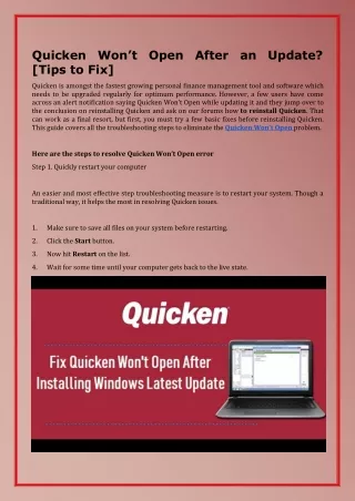 quicken tips to fix
