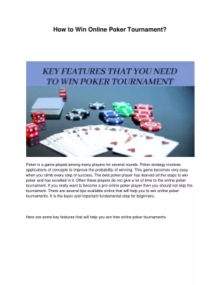 how to win online poker tournament