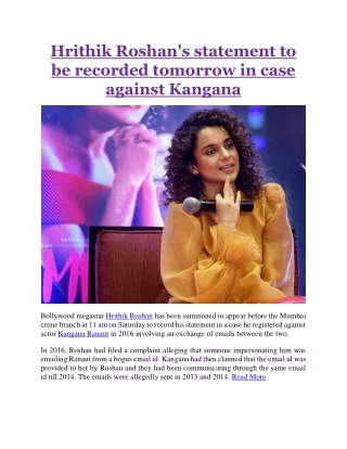 hrithik roshan s statement to be recorded