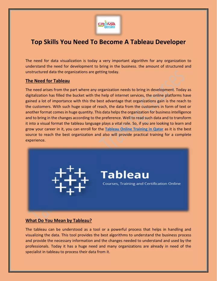 top skills you need to become a tableau developer