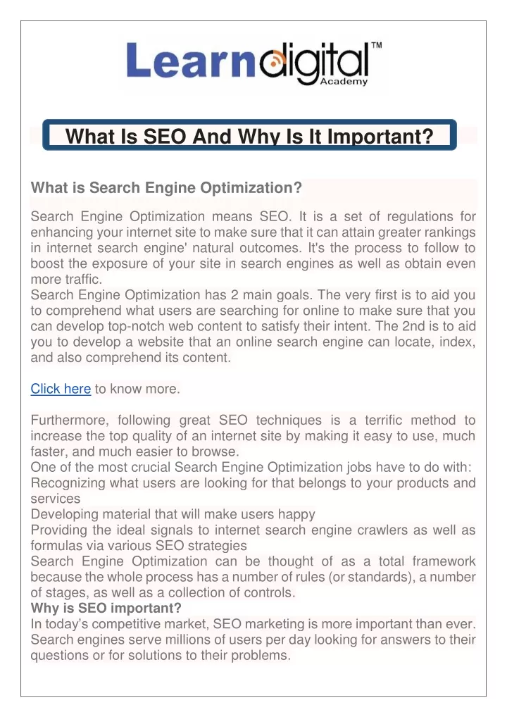 what is seo and why is it important