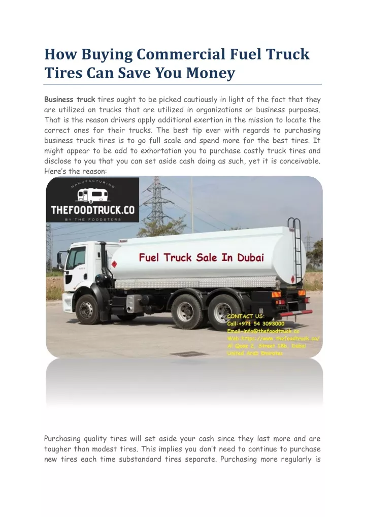 how buying commercial fuel truck tires can save