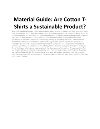 Are Cotton T-Shirts a Sustainable Product