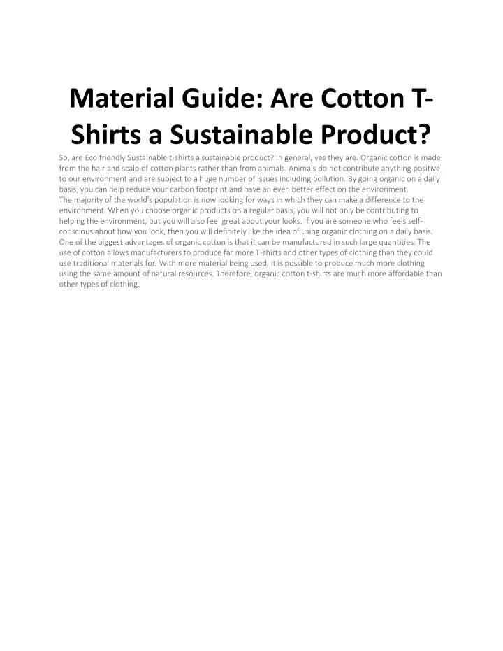 material guide are cotton t shirts a sustainable