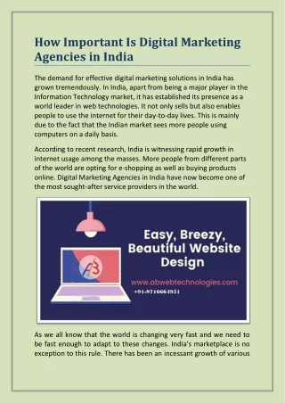 How Important Is Digital Marketing Agencies in India
