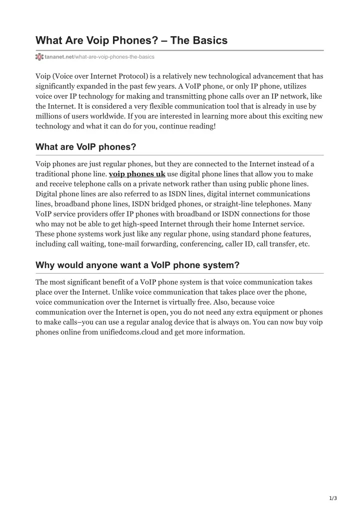 what are voip phones the basics