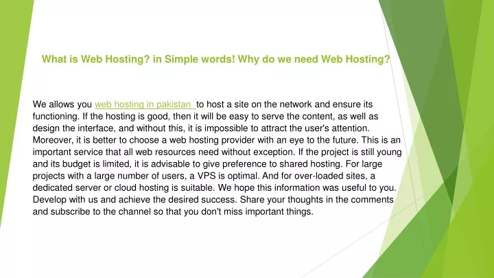what is web hosting in simple words why do we need web hosting