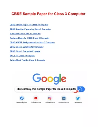 cbse sample paper for class 3 computer
