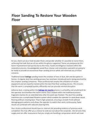 Floor sanding to restore your wooden floor