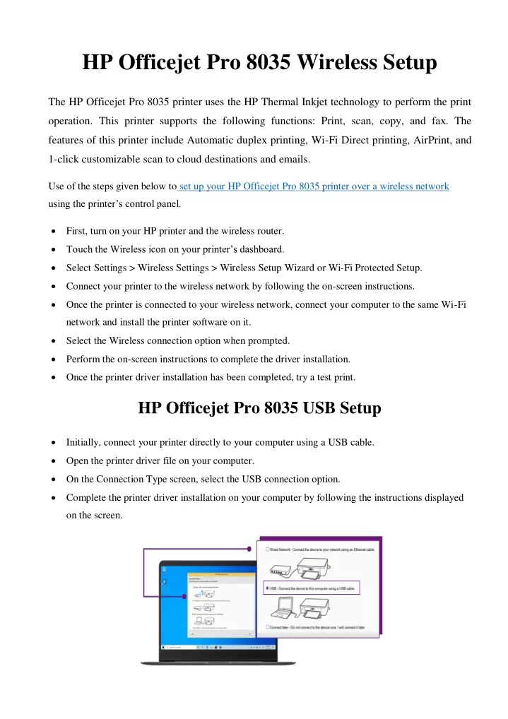 hp officejet pro 8035 wireless setup