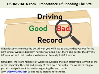USDMVDATA.com – Importance Of Choosing The Site