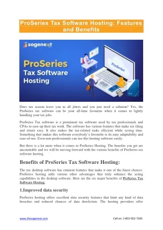 ProSeries Tax Software Hosting: Features and Benefits