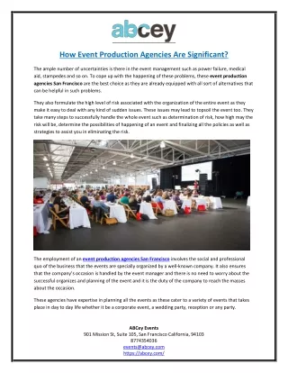 how event production agencies are significant