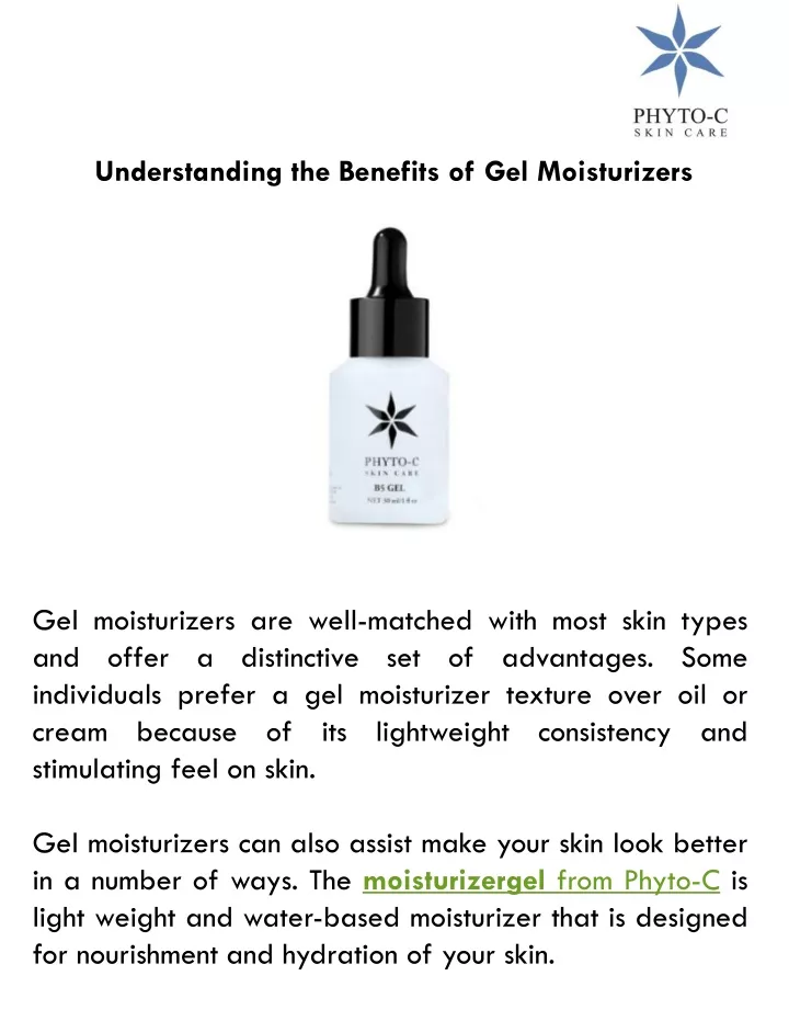 PPT - Understanding the Benefits of Gel Moisturizers PowerPoint Presentation - ID:10376549