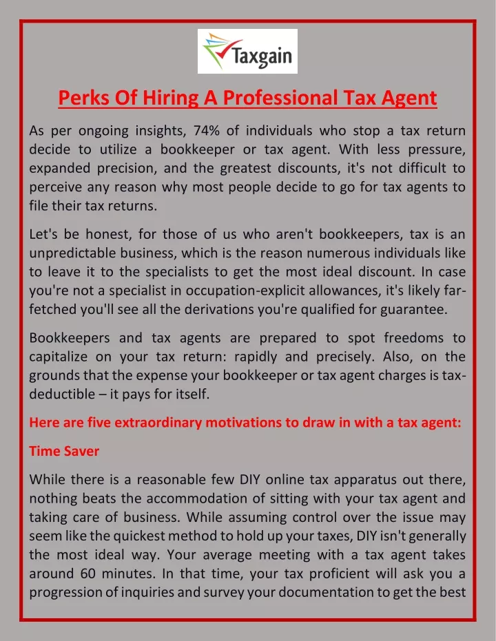 perks of hiring a professional tax agent