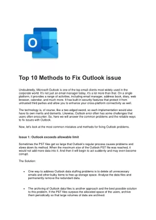 Top 10 Methods to Fix Outlook issue