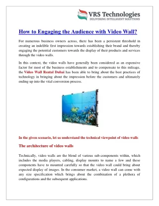 how to engaging the audience with video wall