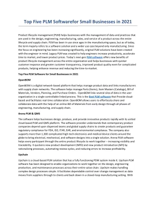 top five plm softwarefor small businesses in 2021