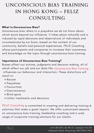 unconscious bias training in hong kong feliz