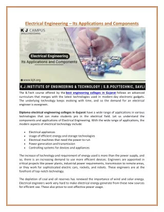 electrical engineering its applications