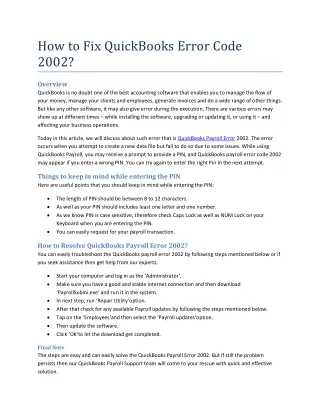 how to fix quickbooks error code 2002