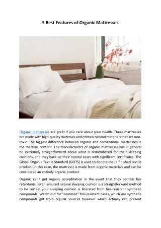 5 best features of organic mattresses