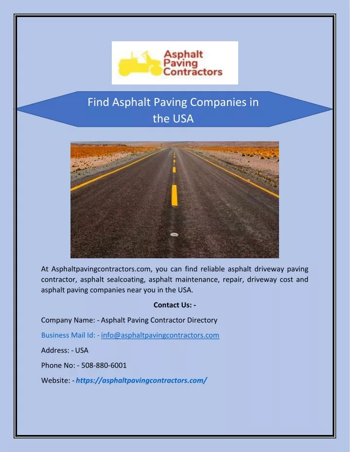 find asphalt paving companies in the usa