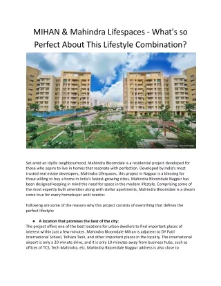 MIHAN & Mahindra Lifespaces - What's so Perfect About This Lifestyle Combination?