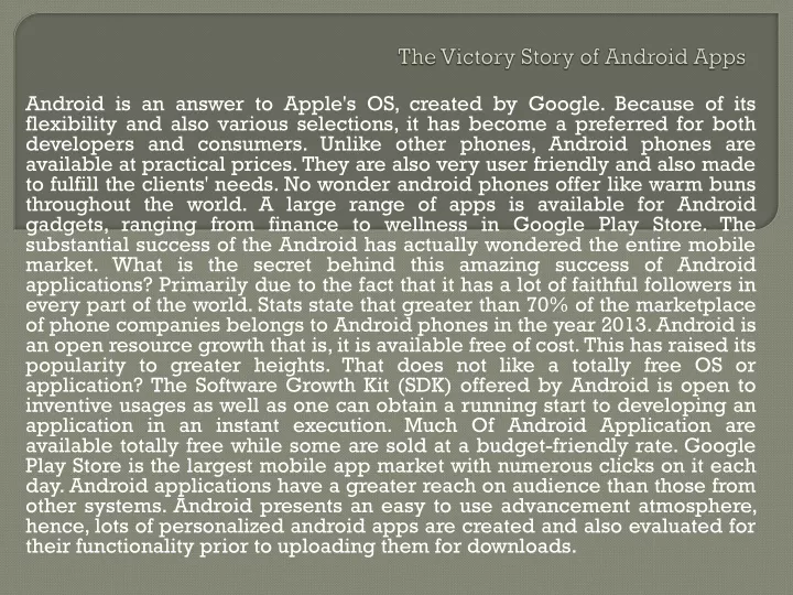 the victory story of android apps