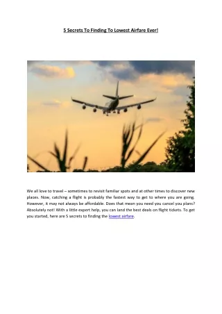 5 secrets to finding to lowest airfare ever