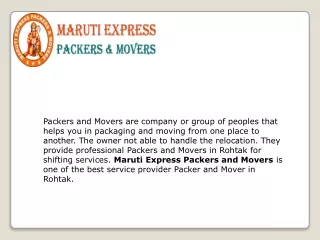 Maruti Packers and Movers best service provider in Rohtak