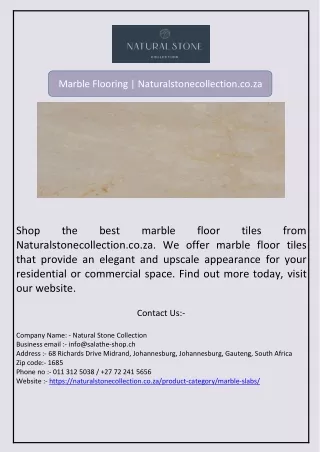 Marble Flooring | Naturalstonecollection.co.za