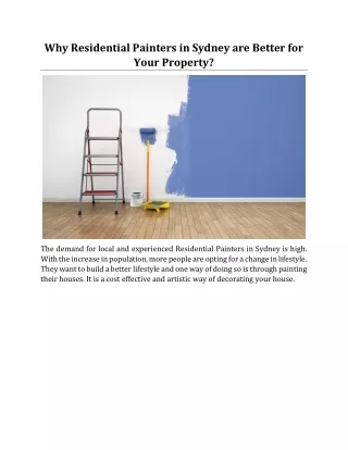 Why Residential Painters in Sydney are Better for Your Property?