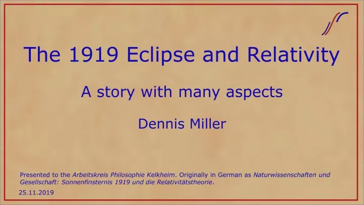 the 1919 eclipse and relativity
