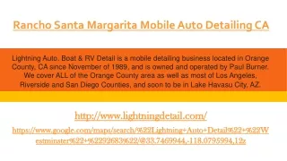 Rancho Santa Margarita Mobile Auto Detailing CA