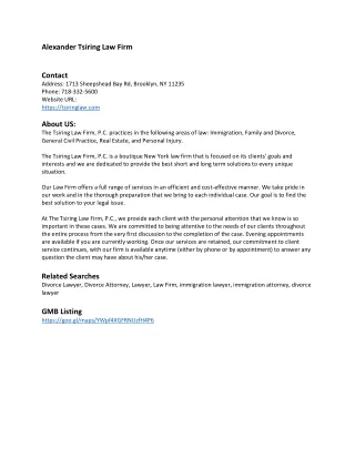 alexander tsiring law firm