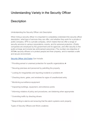 understanding variety in the security officer