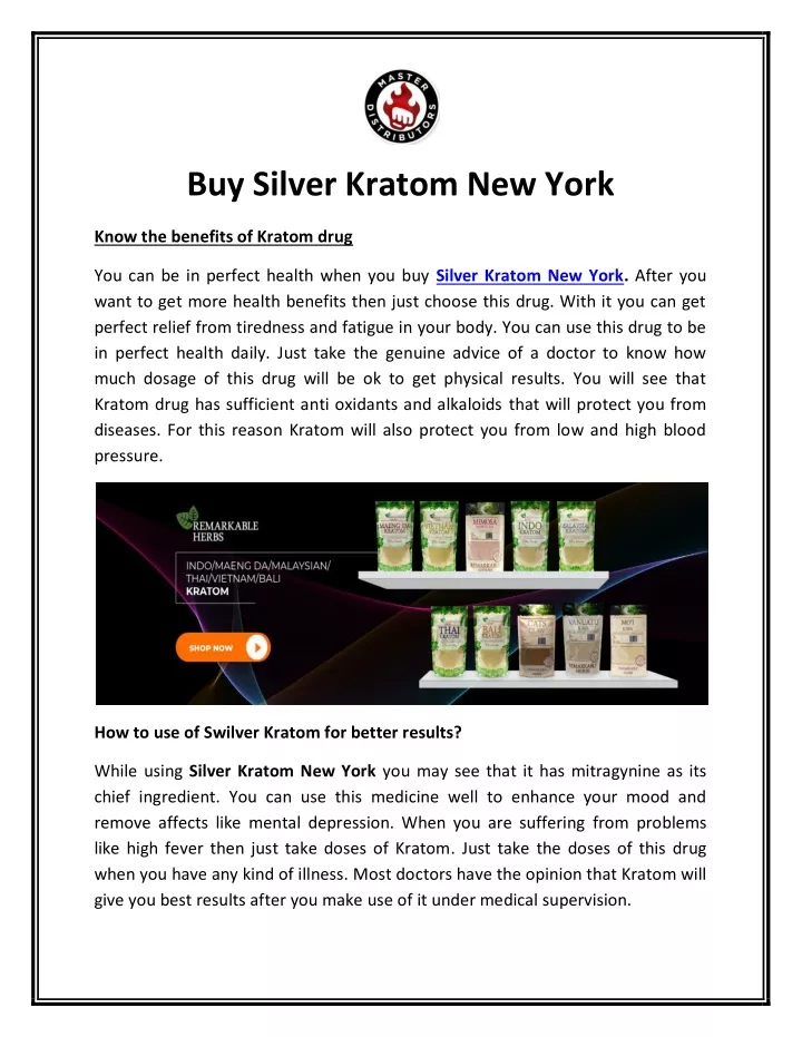 buy silver kratom new york