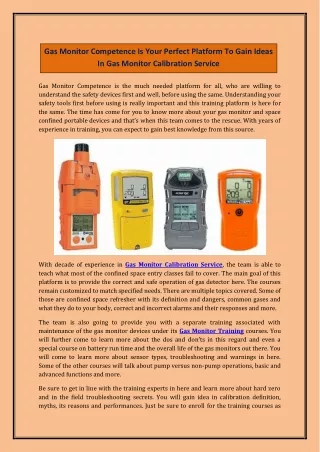 gas monitor competence is your perfect platform