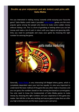 double up your enjoyment and win instant cash